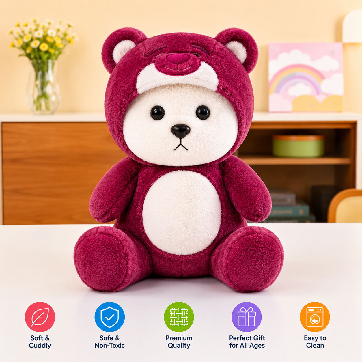 Purple Hoodie Teddy Bear Plush Toy – Premium Soft & Huggable Stuffed Animal for Kids