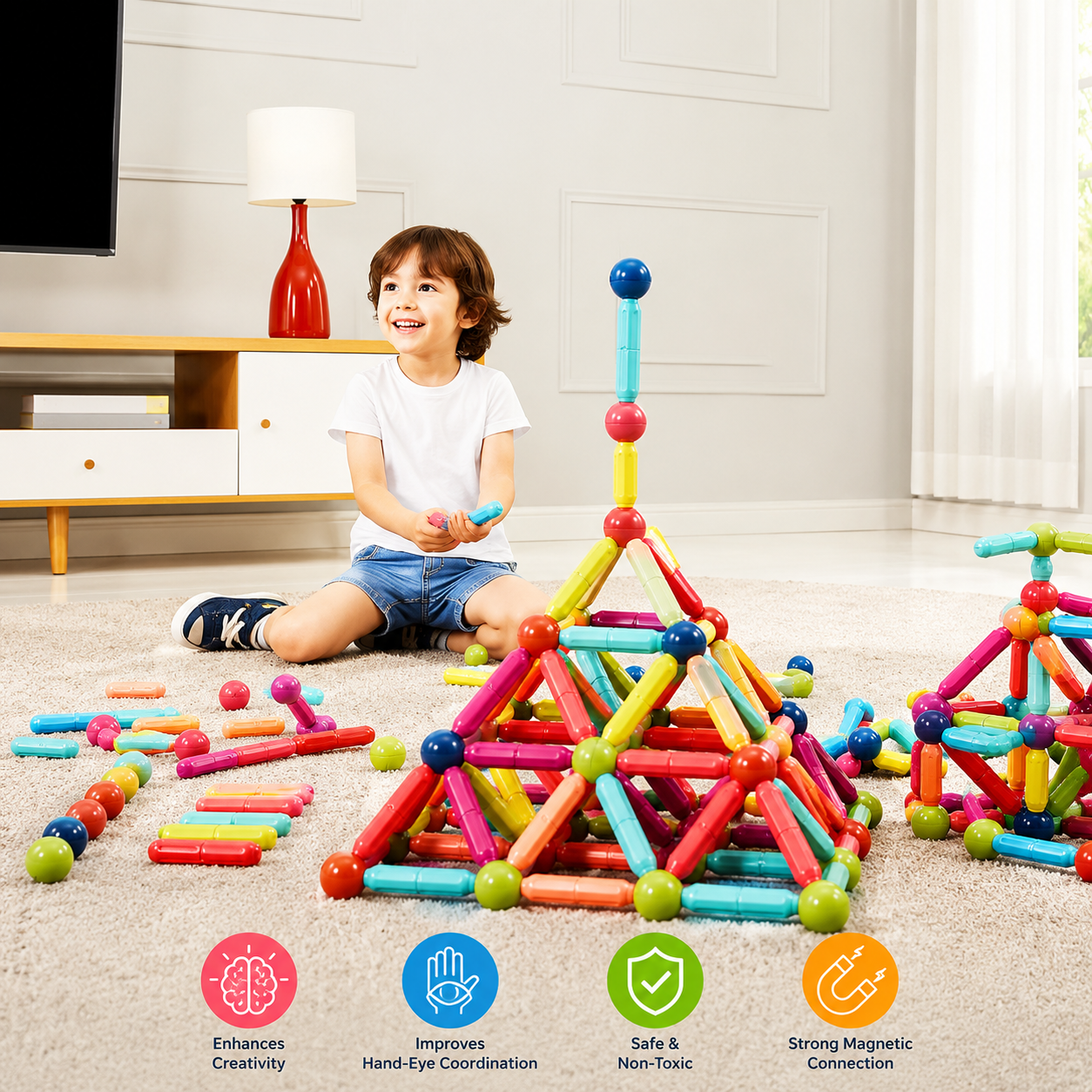 Magnetic Sticks Building Blocks for Kids –Puzzle Games for Kids, Stem Toys for Children, Building & Construction Toys, Educational & Learning Toy for Kids Boys, Girls (25 Pcs)