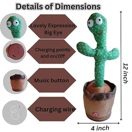 Dancing & Talking Cactus Toy for Kids – Musical Mimicking Plush Interactive Toy