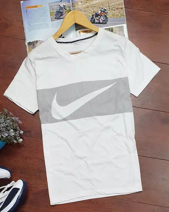 Men's White Printed Casual T-Shirt – Premium Half Sleeve Round Neck Regular Fit