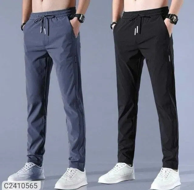 Men's Premium Stretch Lycra Track Pants Combo | Slim Fit Casual Joggers for Men (Pack of 2)