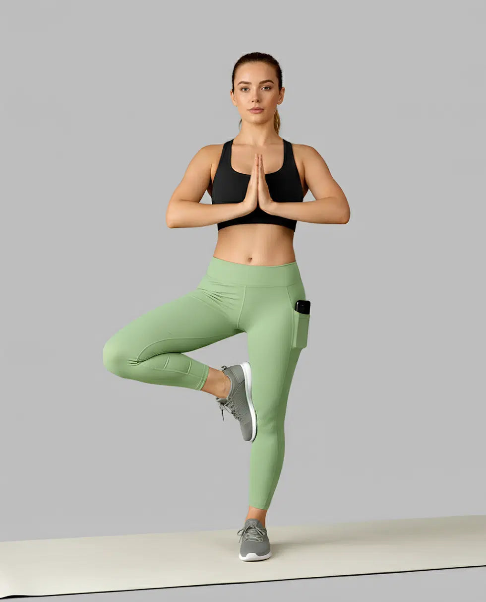 Women's High-Waist Yoga Leggings – Stretchable Gym, Running & Workout Pants with Side Pocket