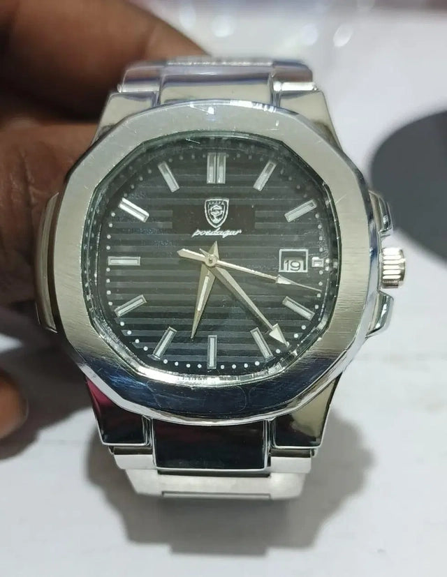 Premium Stainless Steel Analog Watch for Men | Luxury Silver Quartz Wrist Watch ⌚