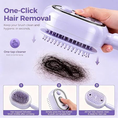 Electric Spray Air Cushion Massage Comb for Dry Frizzy Hair,Anti-Frizz, Self-Cleaning Gloss Enhancing Care Brush for Women