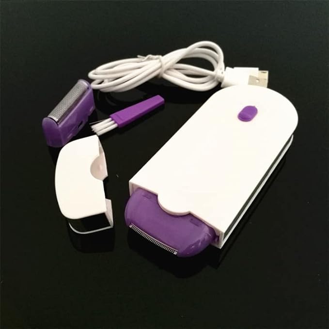 Rechargeable Women's Hair Remover – Portable Smooth Touch Facial & Body Trimmer (Purple)