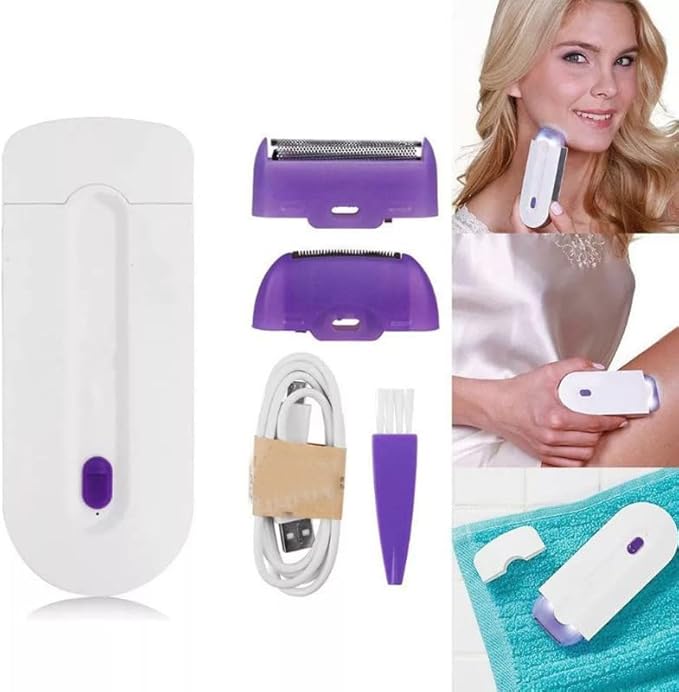 Rechargeable Women's Hair Remover – Portable Smooth Touch Facial & Body Trimmer (Purple)