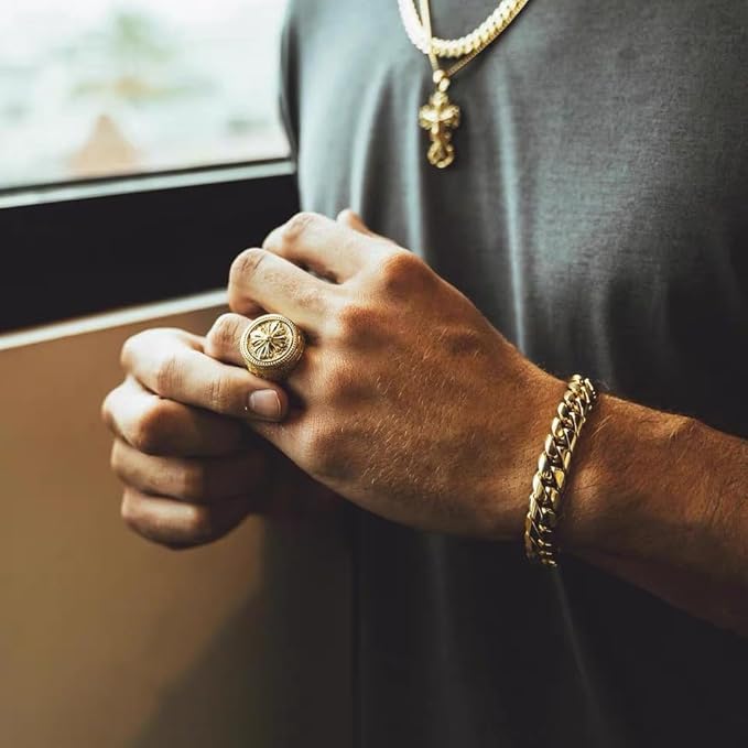 Gold-Tone Cuban Link Bracelet for Men | Premium Stainless Steel Fashion Wrist Chain