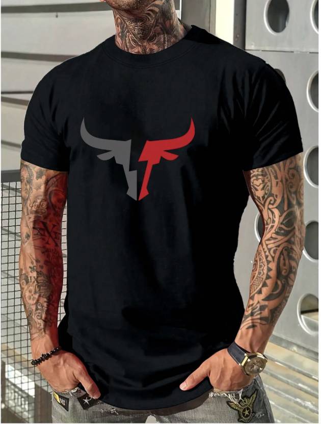 Men Casual Black Graphic T-Shirt for Daily Wear