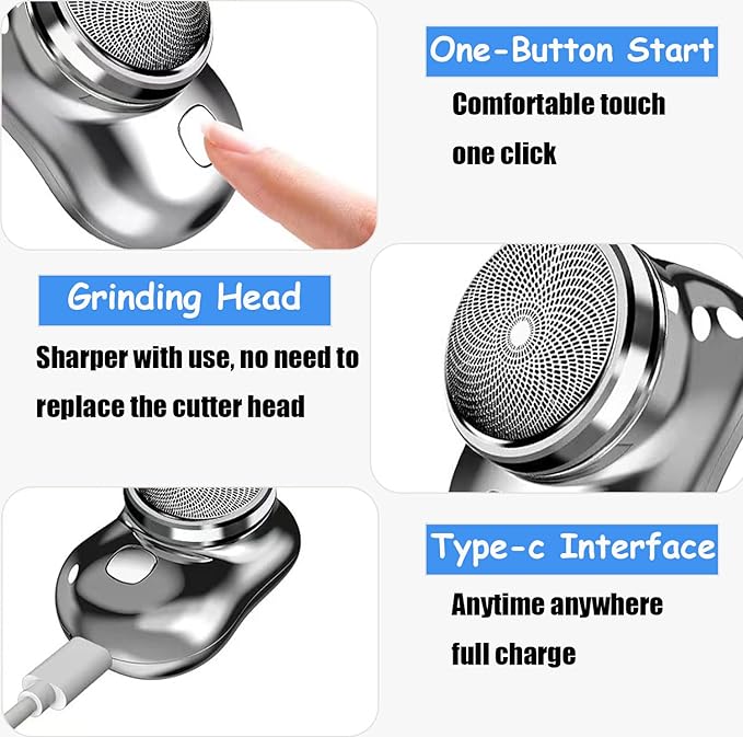 Mini-Shave Portable Electric Razor for Men | USB Rechargeable Pocket Size Beard Trimmer & Shaver