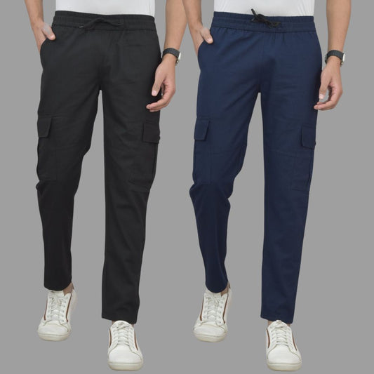 Men's Premium Cargo Joggers Combo – Cotton Blend Multi-Pocket Casual Pants (Pack of 2)