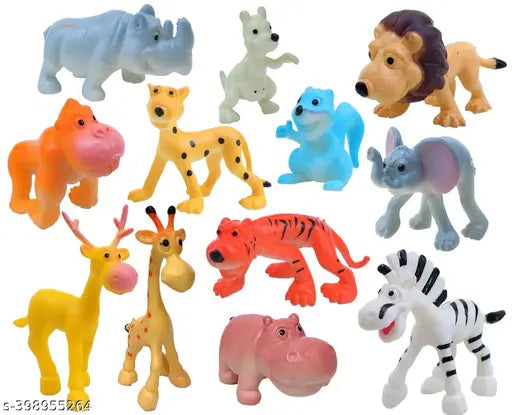 Jungle Animal Toy Figures Set for Kids | 12 Piece Wild Animal Learning & Play Collection