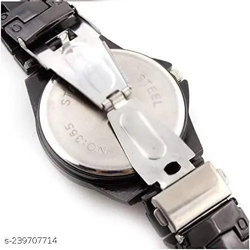 Luxury Black Metal Analog Watch for Men | Premium Quartz Stainless Steel Wrist Watch ⌚