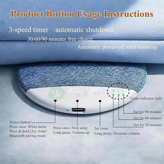 Ultra-Thin Bluetooth Pillow Speaker for Sleeping,Auto-Off Timer and Private Bedtime Audio