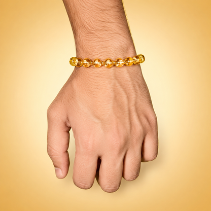 Rudraksha & Citrine Crystal Bracelet Set (Pack of 2) | Premium Natural Beaded Stretch Bracelets