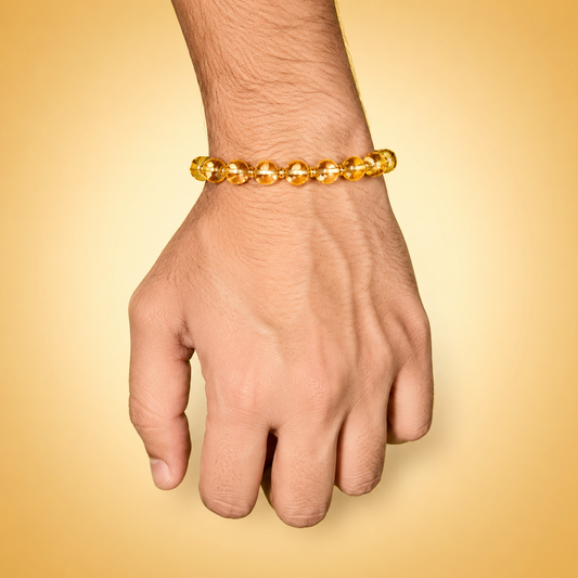 Rudraksha & Citrine Crystal Bracelet Set (Pack of 2) | Premium Natural Beaded Stretch Bracelets