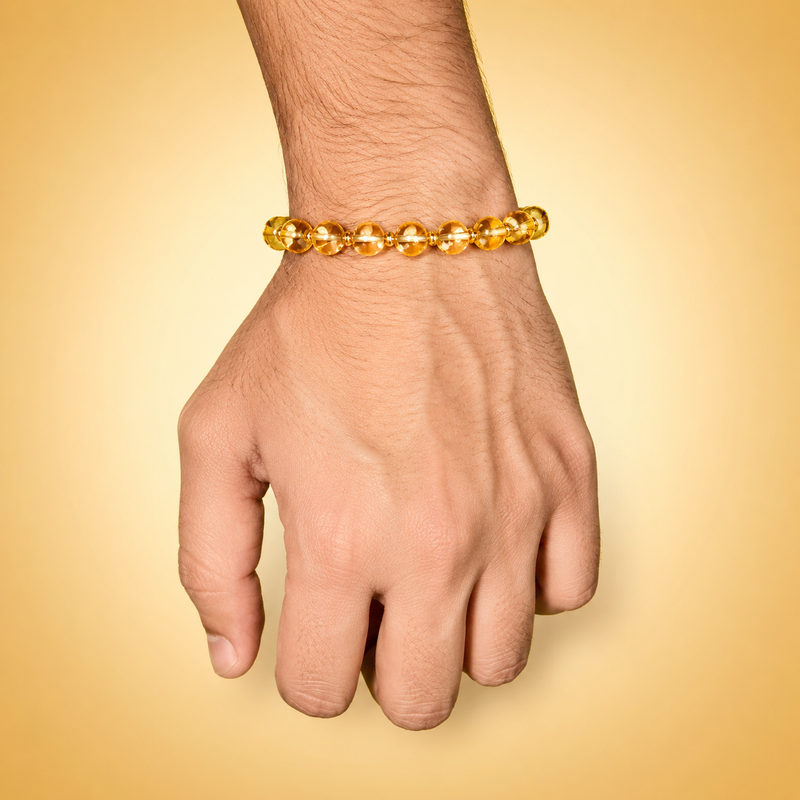 Rudraksha & Citrine Crystal Bracelet Set (Pack of 2) | Premium Natural Beaded Stretch Bracelets