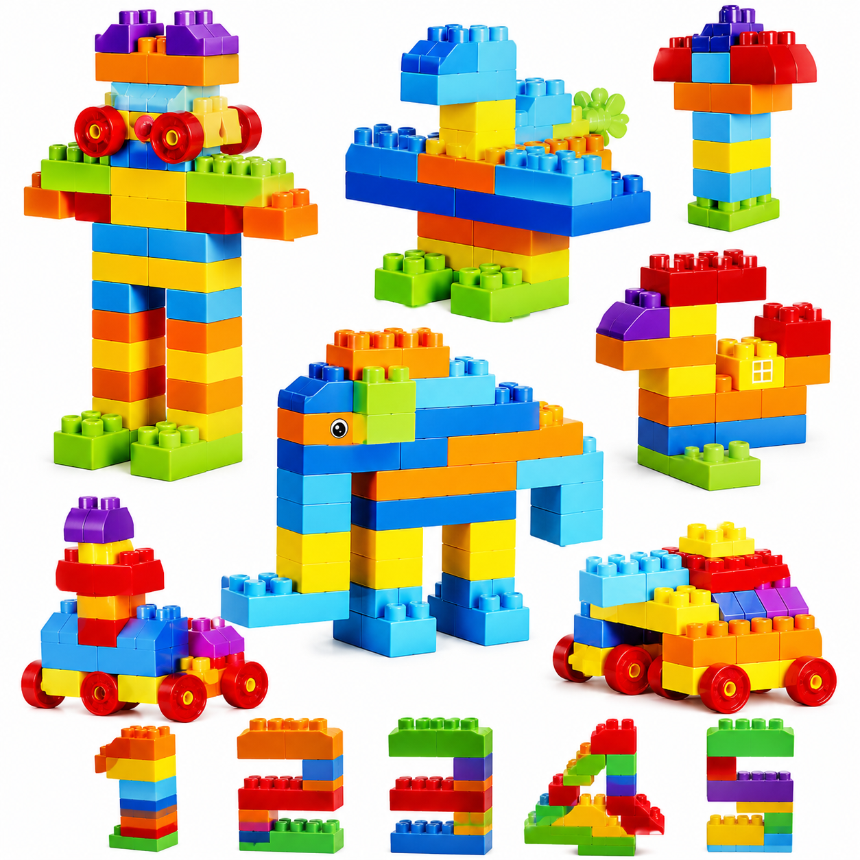 NTZ Creative Building Blocks Set for Kids – 50 Pieces Educational Construction Toy (Multicolor)