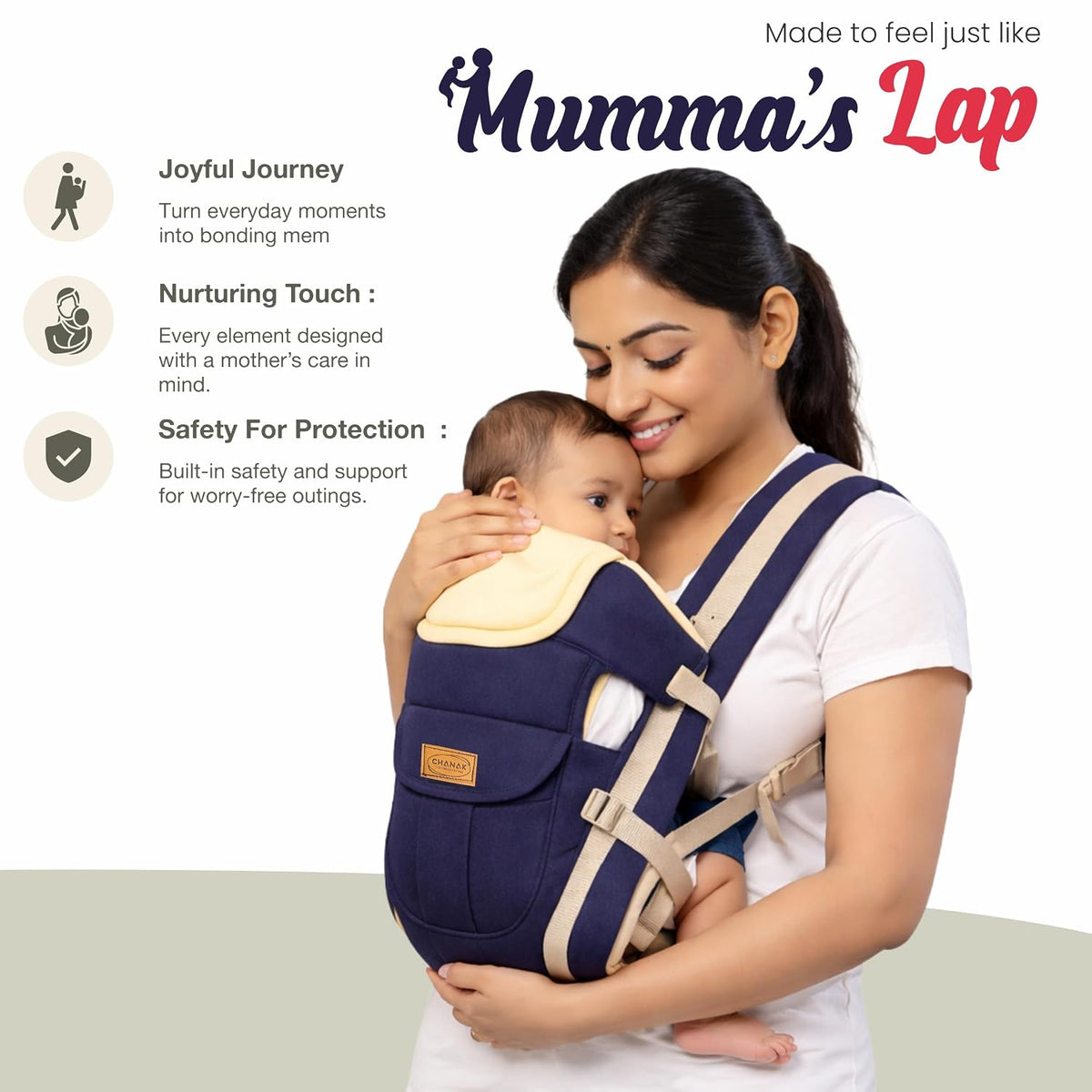 4-in-1 Ergonomic Baby Mumma's Lap Baby Carrier, Baby Hip Seat with Adjustable, Breathable & Comfortable with Storage Pockets, Supports up to 15kg for New Born Babies
