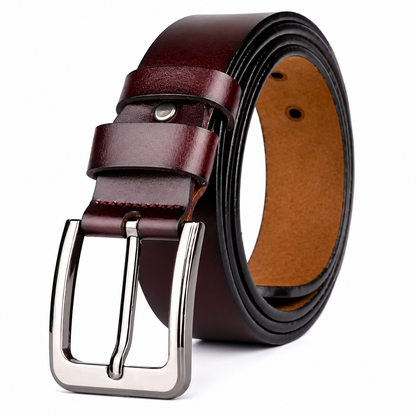 Men's Premium Brown Leather Formal Belt | Classic Adjustable Waist Belt for Office & Casual Wear