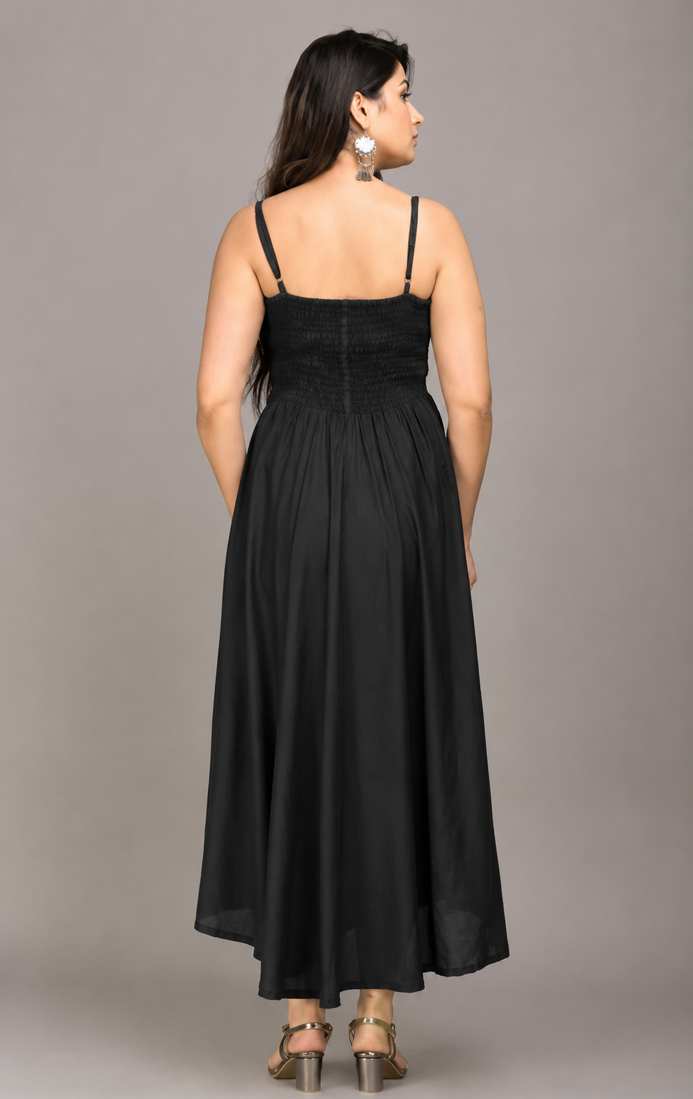Elegant Black Maxi Dress for Women | Sleeveless Full Length Flared Party & Casual Wear Dress