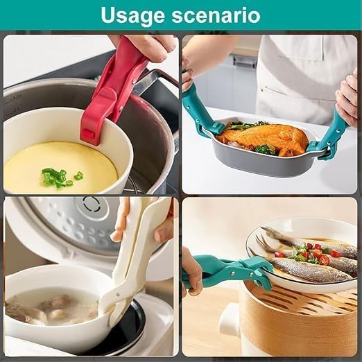 Multi-Purpose Anti-Scalding Bowl Holder Silicone Non-Slip Heat Insulation Clip for Kitchen Hot Bowl Dish and Plate Gripper for Pots Steamers Microwaves Anti-Heat Clip