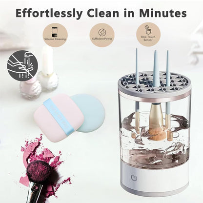 Electric Makeup Brush Cleaner and Dryer | USB Automatic Cosmetic Brush Cleaner | Upgraded Brush Cleaner for All Size Beauty Makeup Brushes | Auto-Rotating Spinner Brush Cleaner | Wash and Dry in Seconds