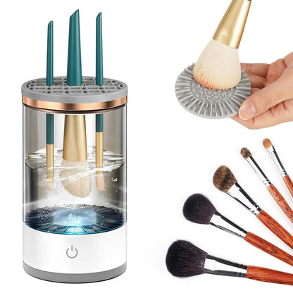 Electric Makeup Brush Cleaner and Dryer | USB Automatic Cosmetic Brush Cleaner | Upgraded Brush Cleaner for All Size Beauty Makeup Brushes | Auto-Rotating Spinner Brush Cleaner | Wash and Dry in Seconds