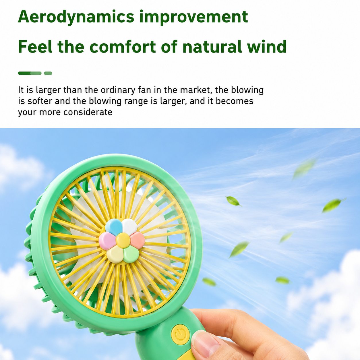 Portable Handheld Fan - Ultra Quiet Little Flower Handheld Fan | Battery Operated Fan, Handheld Fan for Outdoor Travel Commute