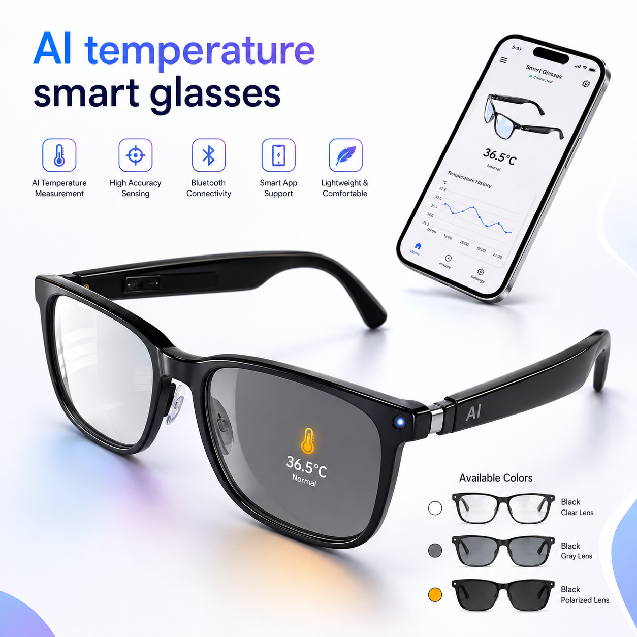 AI Smart Translation Glasses | Real-Time Language Translator, Photochromic Lenses & Hands-Free Audio