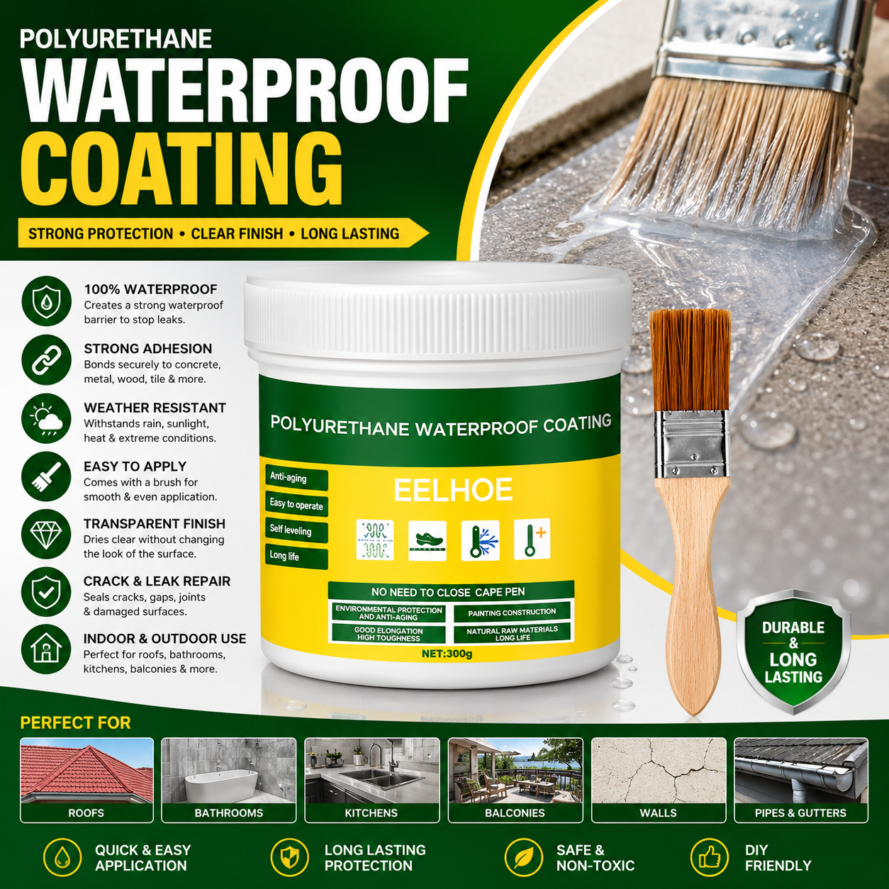 Transparent Waterproof Glue Plus Brush