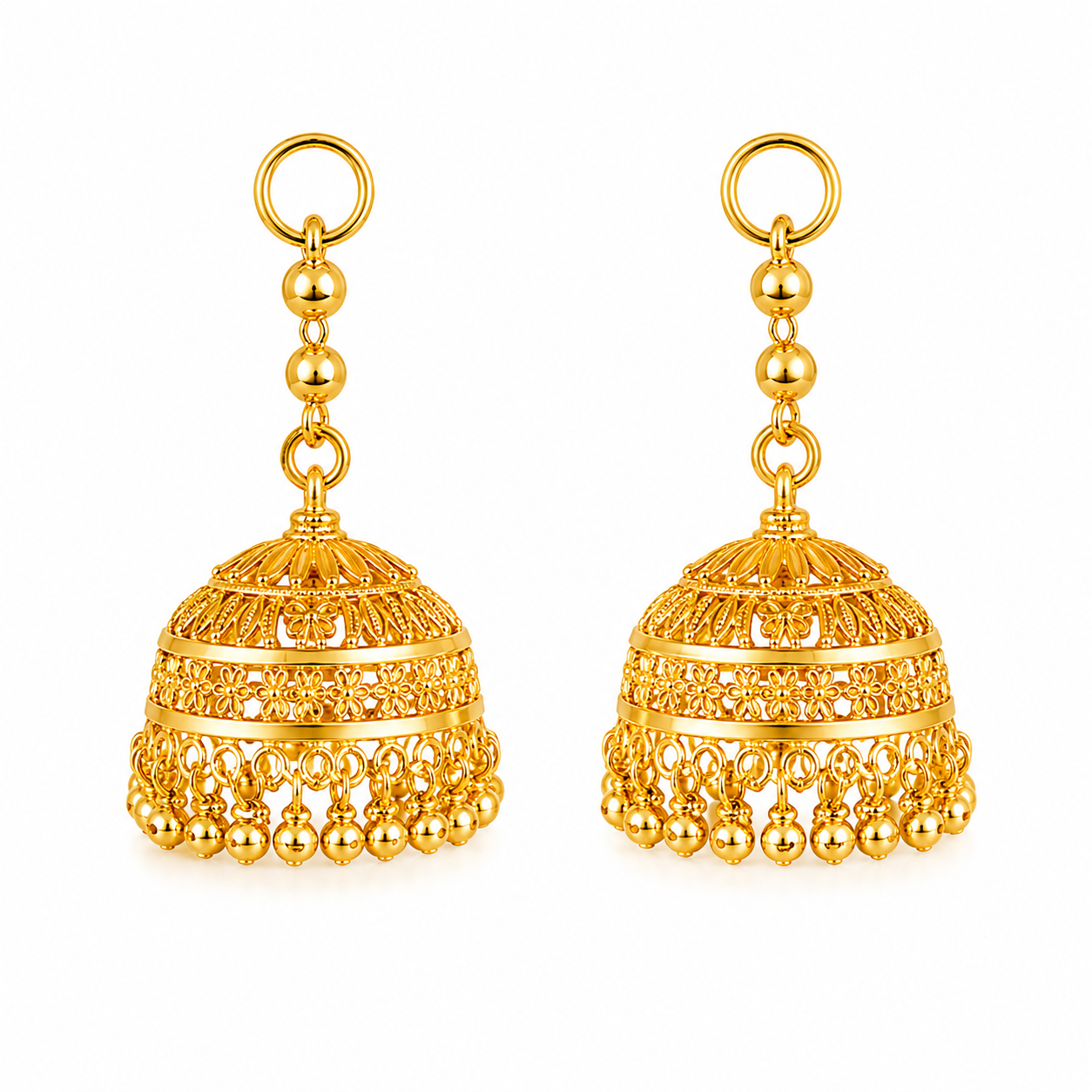 Women's Traditional Gold-Tone Jhumka Earrings – Elegant Ethnic Dangle Earrings
