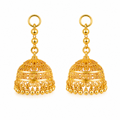 Women's Traditional Gold-Tone Jhumka Earrings – Elegant Ethnic Dangle Earrings