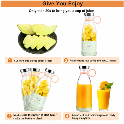 Portable USB Rechargeable Blender Bottle | Fresh Juice, Smoothie & Shake Maker