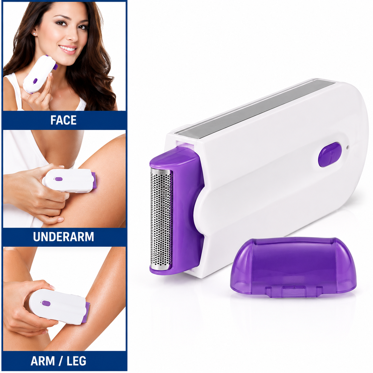 Rechargeable Women's Hair Remover – Portable Smooth Touch Facial & Body Trimmer (Purple)