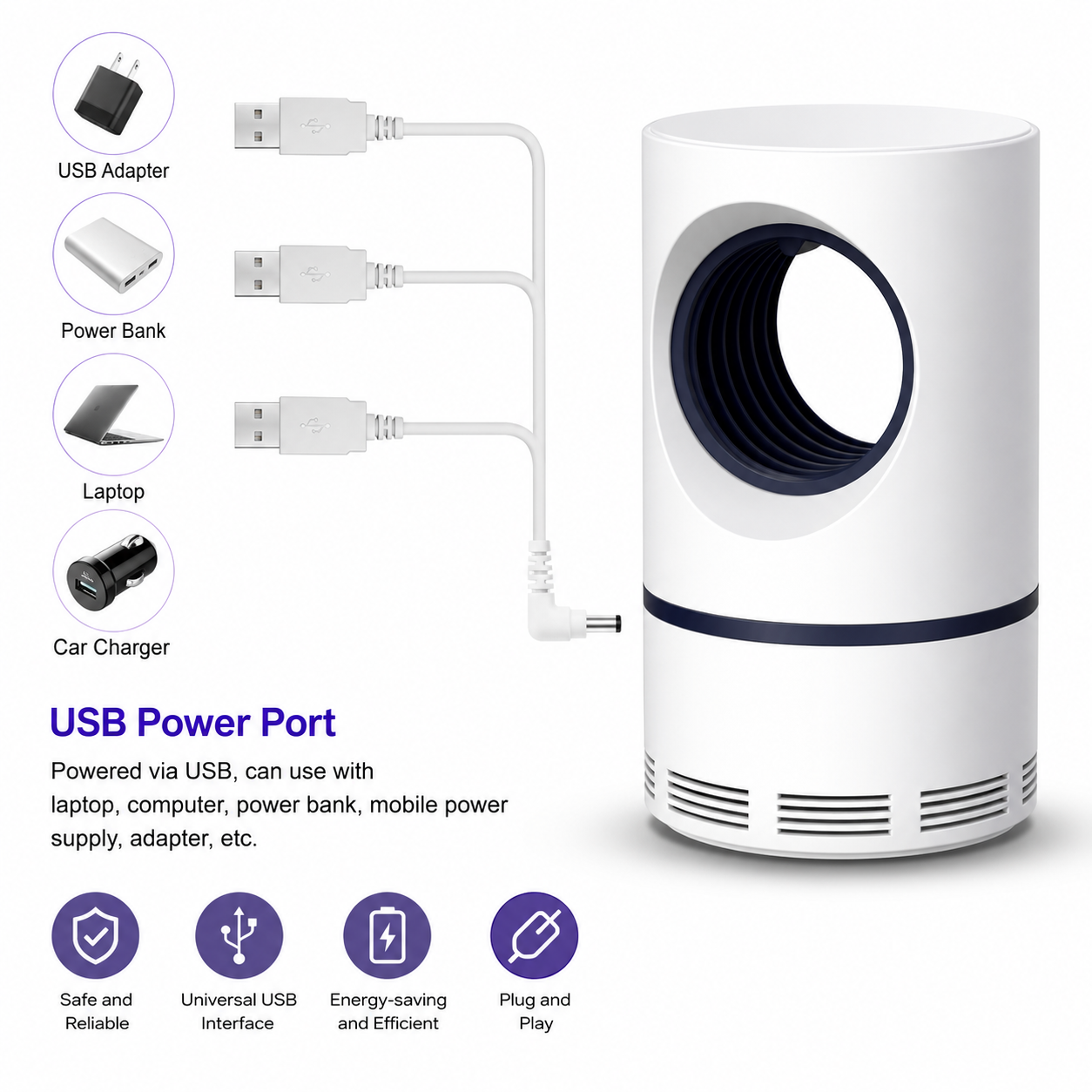 Eco-Friendly Mosquito Killer Lamp – Portable USB Powered Insect Trap for Home & Office