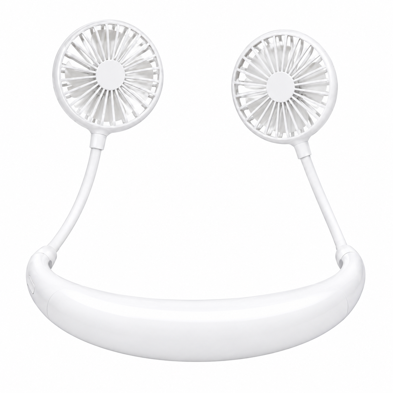 Portable Neckband Fan with LED Light | USB Rechargeable Hands-Free Cooling Fan for Men & Women (White)