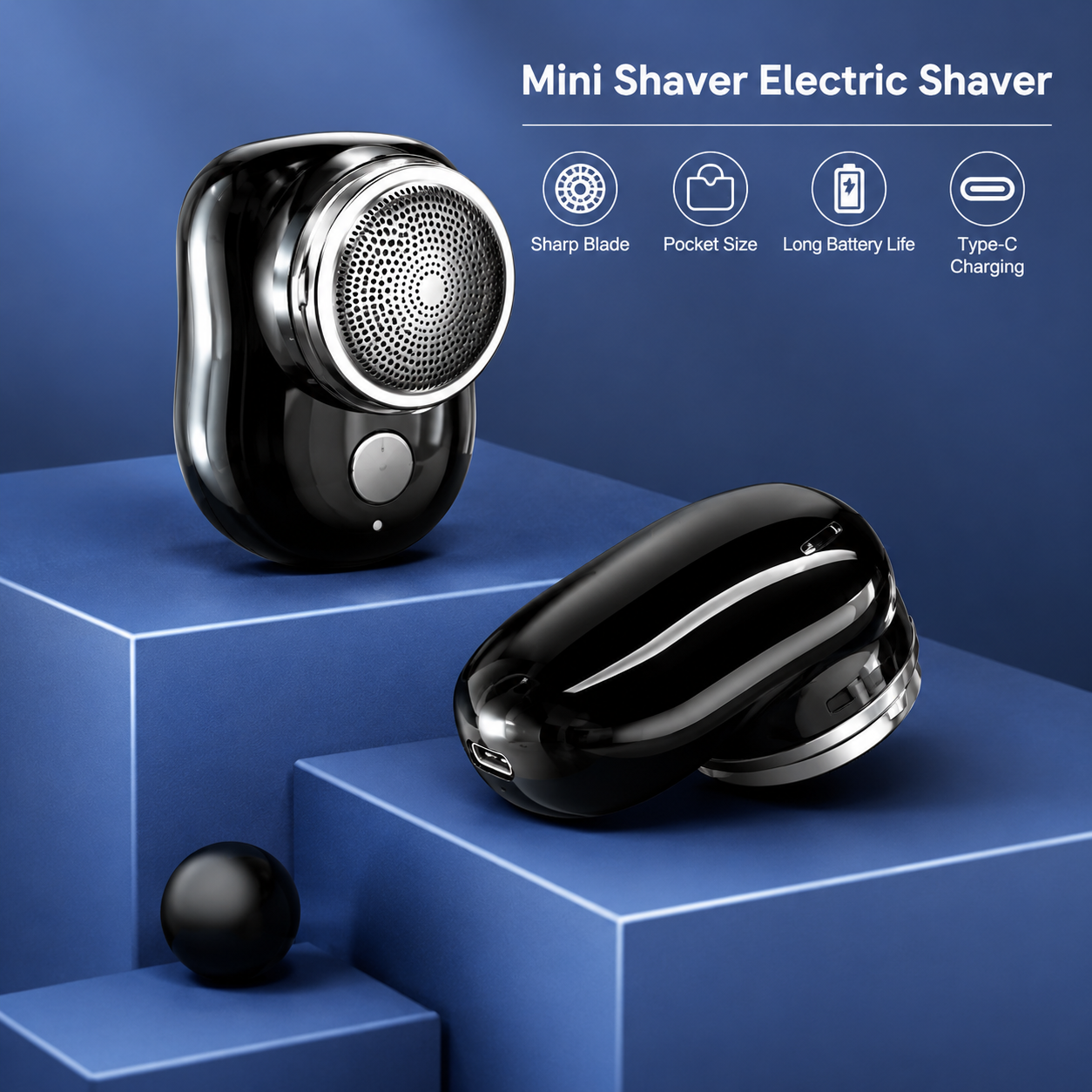Mini-Shave Portable Electric Razor for Men | USB Rechargeable Pocket Size Beard Trimmer & Shaver