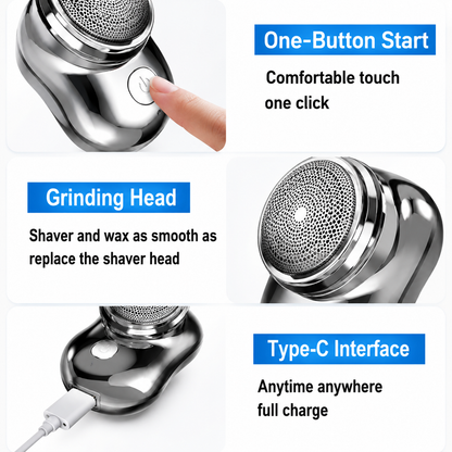 Mini-Shave Portable Electric Razor for Men | USB Rechargeable Pocket Size Beard Trimmer & Shaver
