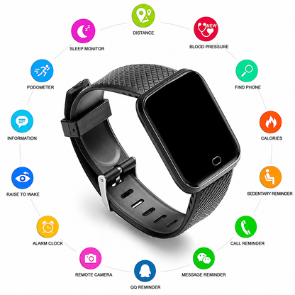 D116 Fitness Smart Watch Activity Tracker Smartwatch with Sleep Monitor, Step Tracking, Heart Rate Sensor for Men, Women, Kids