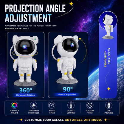 Astronaut Galaxy Star Projector | Remote Control Nebula Night Light with 360° Adjustable Projection