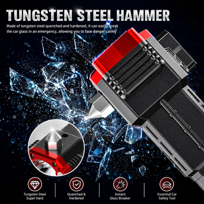 Rechargeable LED Flashlight with Emergency Hammer & USB Fast Charging – Zoomable High Power Torch Light