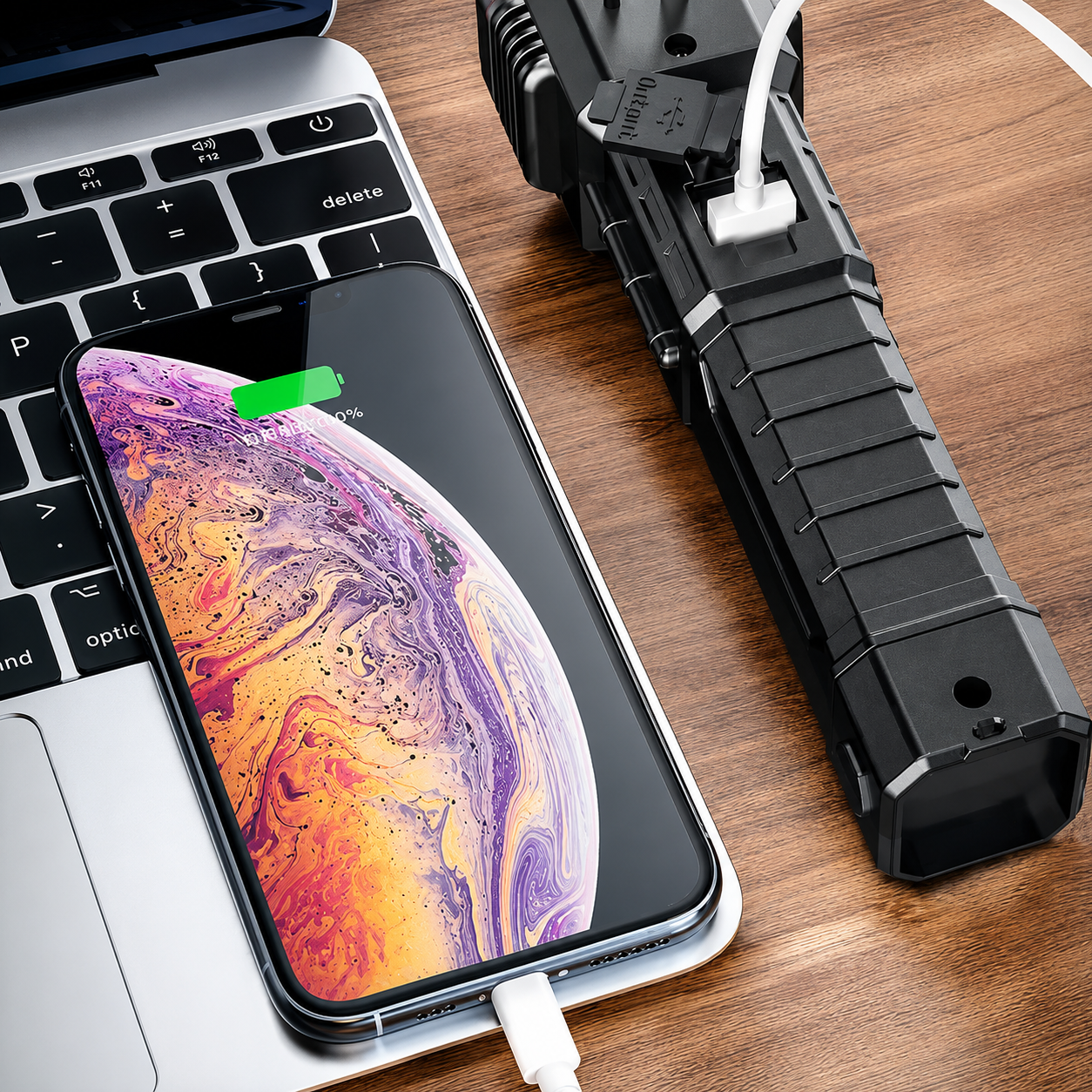 Rechargeable LED Flashlight with Emergency Hammer & USB Fast Charging – Zoomable High Power Torch Light