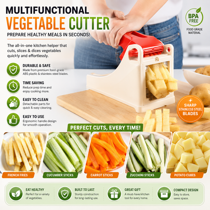 Heavy Duty French Fries Cutter & Vegetable Chopper – Manual Potato Slicer for Kitchen
