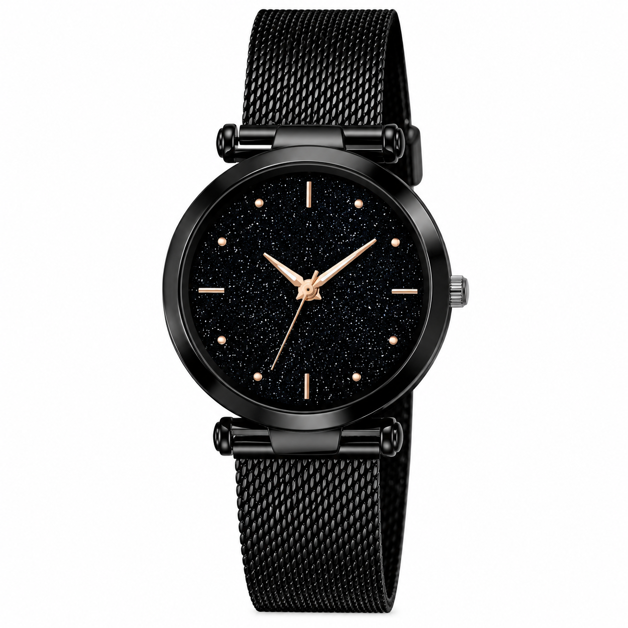 Luxury Black Diamond Dial Wrist Watch for Women & Girls
