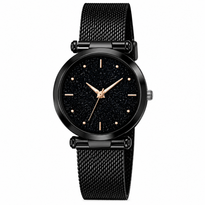 Luxury Black Diamond Dial Wrist Watch for Women & Girls