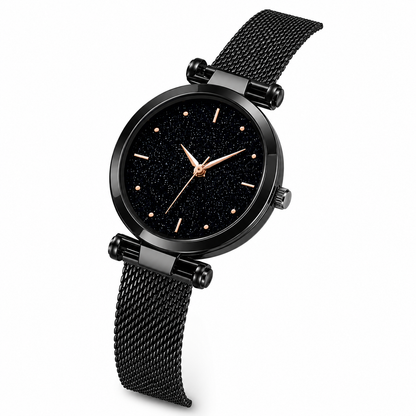 Luxury Black Diamond Dial Wrist Watch for Women & Girls