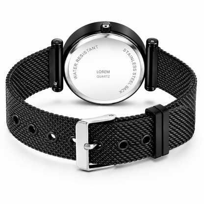 Luxury Black Diamond Dial Wrist Watch for Women & Girls