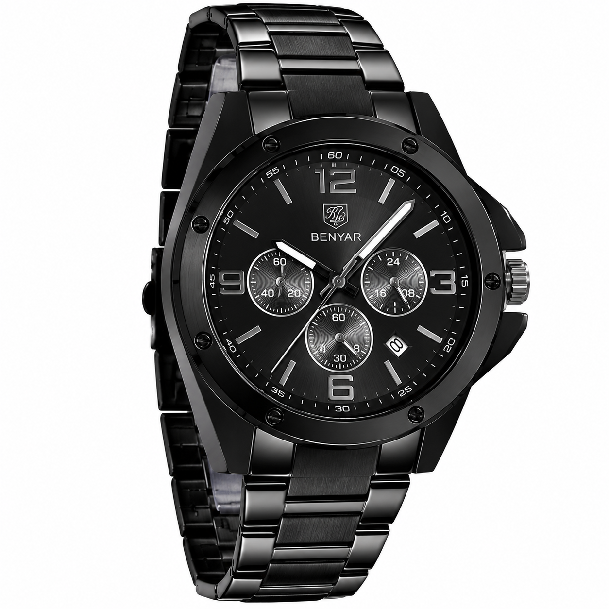 Luxury Black Metal Analog Watch for Men | Premium Quartz Stainless Steel Wrist Watch ⌚