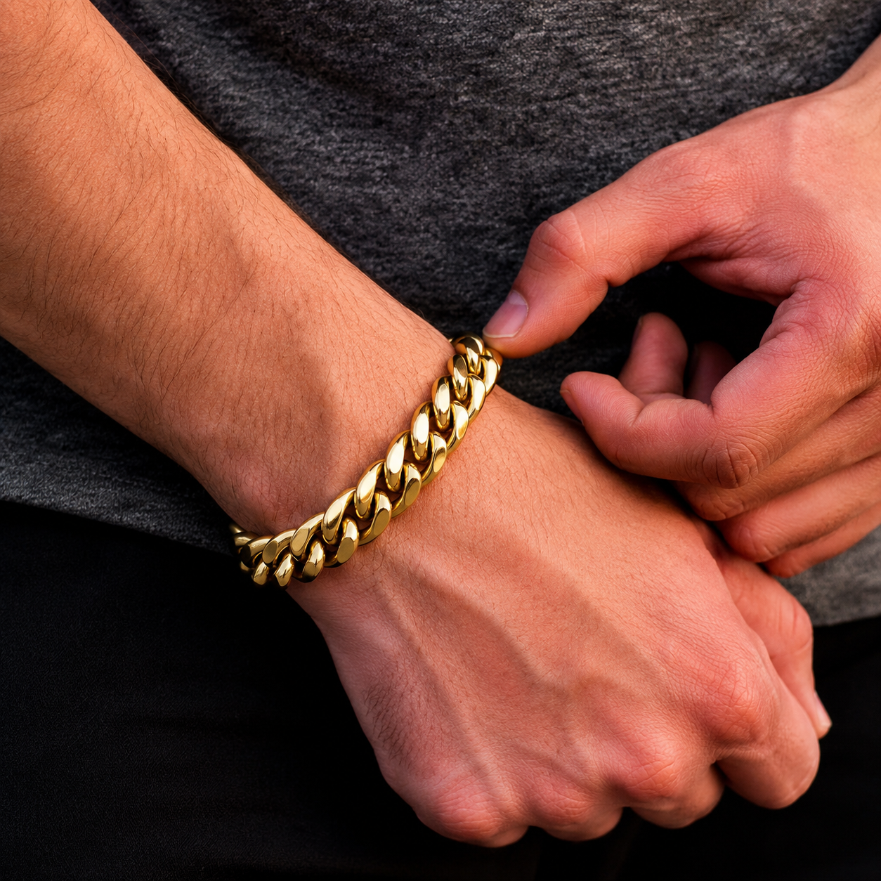 Gold-Tone Cuban Link Bracelet for Men | Premium Stainless Steel Fashion Wrist Chain