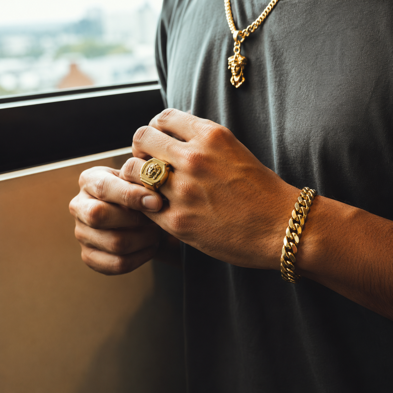 Gold-Tone Cuban Link Bracelet for Men | Premium Stainless Steel Fashion Wrist Chain